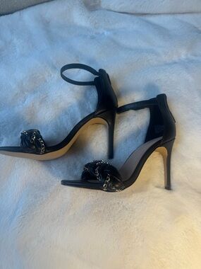 BCBGeneration Black Isabel Chain-Accent Stiletto heel Sandals  Size 8